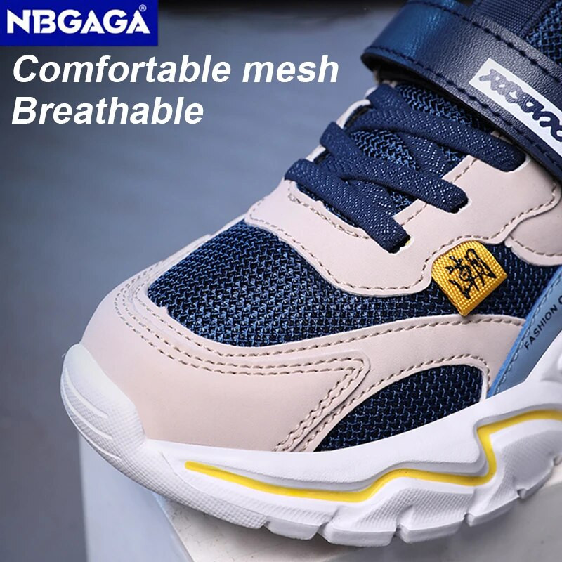 Detské tenisky, športové topánky pre chlapcov, módne kožené detské priedušné sieťované pohodlné topánky, ležérne turistické topánky, bežecké topánky