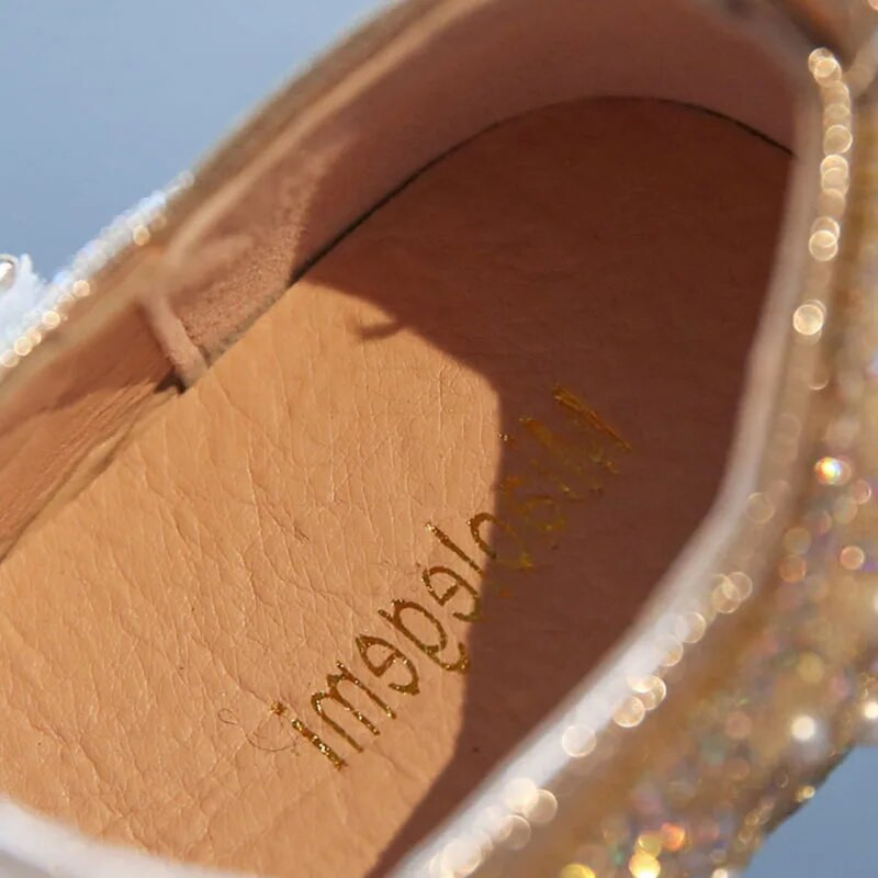 Jarné nové dievčenské jednoduché princeznovské topánky, perleťové plytké detské pohodlné ploché topánky, detské topánky s mašľou a kamienkami B207