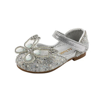 Момичета Сладки перлени обувки на принцеса Пролетни детски кожени обувки с пайети и лък Детски парти сватбени обувки с кристали G579
