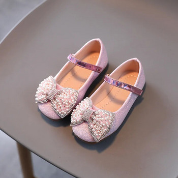 AINYFU Girls Butterfly Δερμάτινα Παπούτσια Νέα Μόδα Spring Girls Bling Pearl Princess Shoes Παιδικά Αντιολισθητικά παπούτσια χορού G974