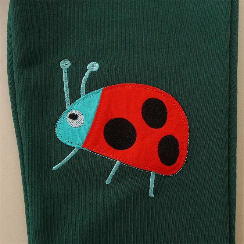 Jumping Meters 2-7T Nové vzory Chlapčenské/dievčenské tepláky so zvieratami, výšivkou, lienka, detské nohavice, detské nohavice po celej dĺžke