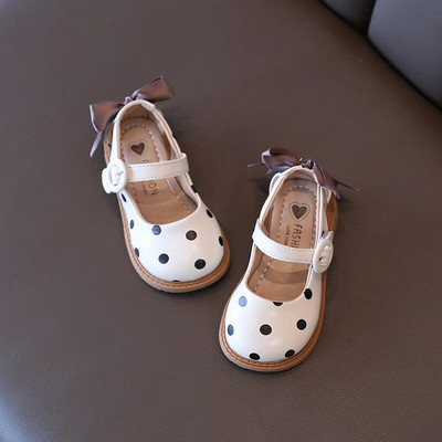 Väikelapse tüdruku Mary Janes elegantne seljaga kikilips beež khaki nelja hooaja nahast jalatsid 21-30 täpiga heledad lastekingad