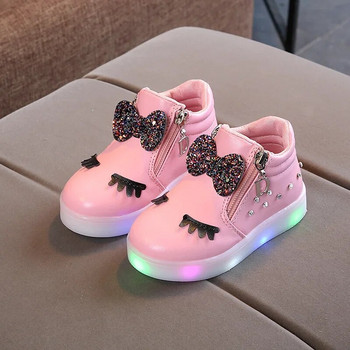 2023 Нови пролетни детски спортни обувки за свободното време Обувки за момичета със страз със светлинни LED светлини Детски обувки Zapatos Informales