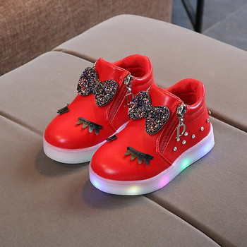 2023 Нови пролетни детски спортни обувки за свободното време Обувки за момичета със страз със светлинни LED светлини Детски обувки Zapatos Informales