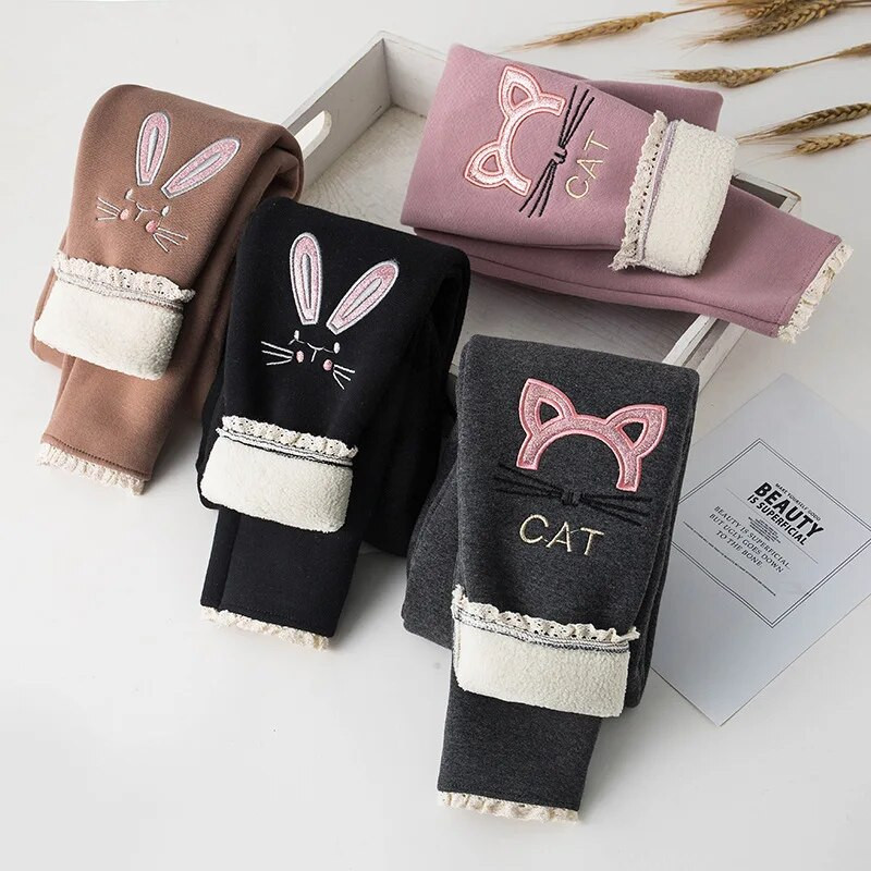 Lányok Pamut Meleg Leggings Téli Gyerekek Rajzfilm Vastag Bársony Nadrágok Baba Lányok Gyerekek Aranyos Nadrág Ruhák Felszerelések Csizmák