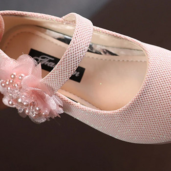Baywell, нови детски обувки за момичета, дизайн на перлени цветя, детски обувки за принцеси, обувки за малки момичета, плоски обувки, парти и сватбени обувки