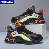 Noi de iarnă pentru copii pantofi de alergare în aer liber sport ocazional băieți cizme calde de pluș la modă pantofi de tenis impermeabili din piele anti-alunecare