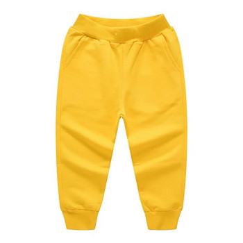 0-12 години памучни детски панталони, есенни спортни панталони за момичета, зимни спортни панталони за момчета, едноцветни шарени панталони с еластична талия