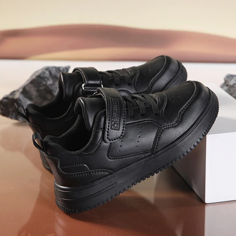 Vaikiški sportbačiai berniukams Odiniai plokšti vaikiški juodi balti batai mergaitėms lengvi sportiniai teniso sportbačiai berniukui Nemokamas pristatymas