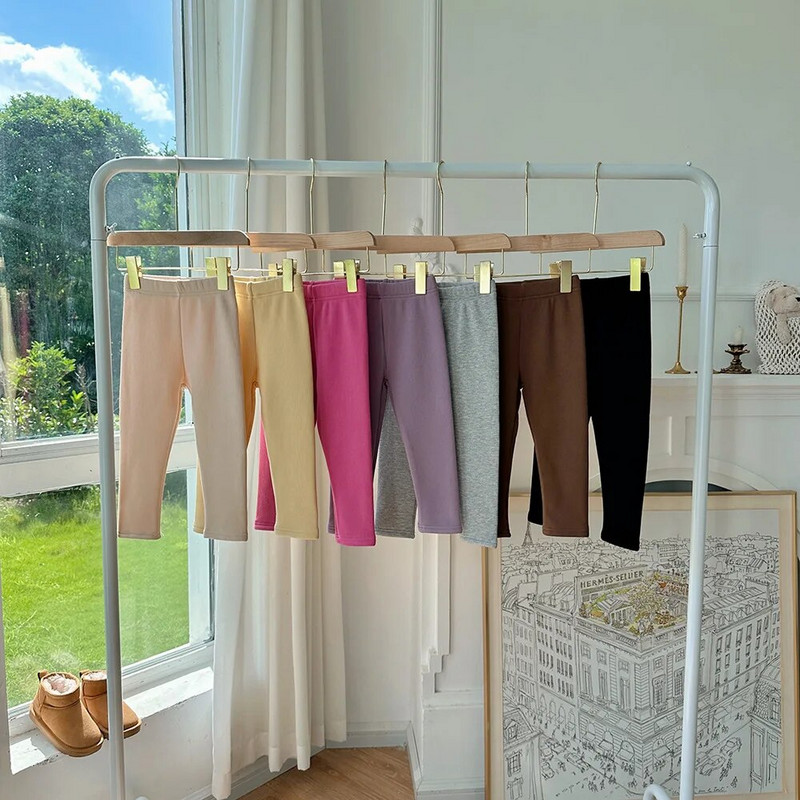 Uus mood talve tüdrukud lapsed püksid laste säärised puuvillased samet elastne vöökoht soojad säärised 1-10 aastat tüdrukute püksid