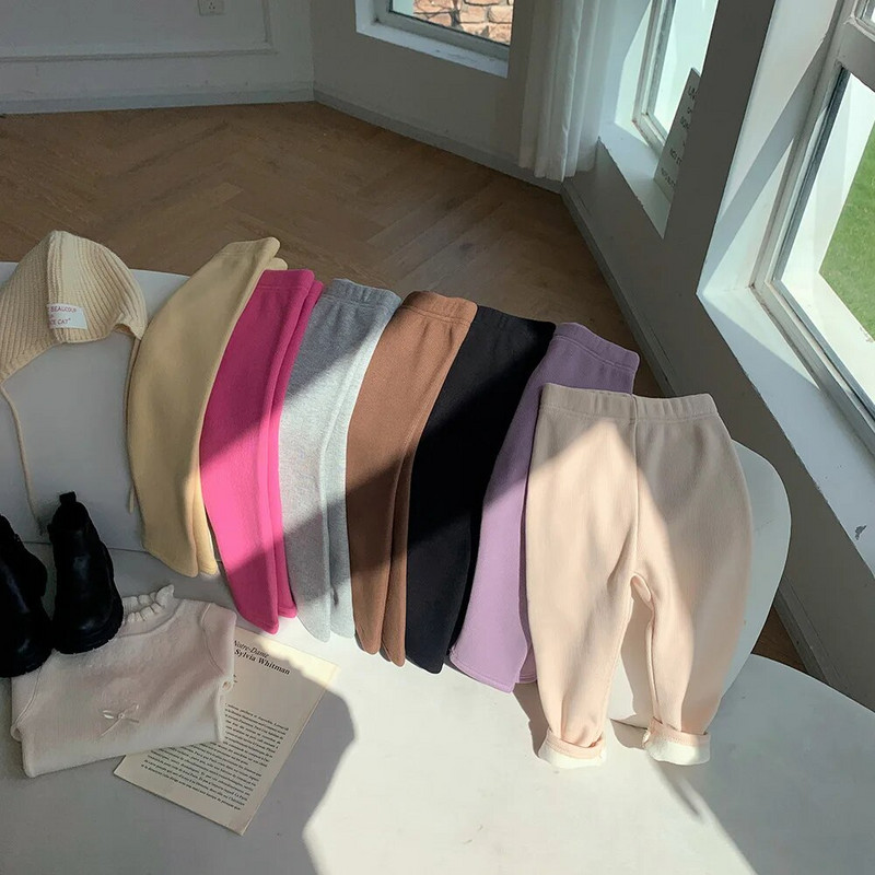 Uus mood talve tüdrukud lapsed püksid laste säärised puuvillased samet elastne vöökoht soojad säärised 1-10 aastat tüdrukute püksid