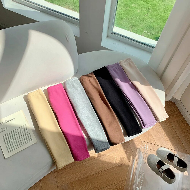 Uus mood talve tüdrukud lapsed püksid laste säärised puuvillased samet elastne vöökoht soojad säärised 1-10 aastat tüdrukute püksid