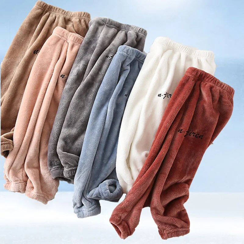 Sügistalv Uued Laste Termopüksid Poiste Pidžaamad Plus Fliisist Välisrõivad Püksid Kodupüksid Tüdrukutele Korallfliisist püksid