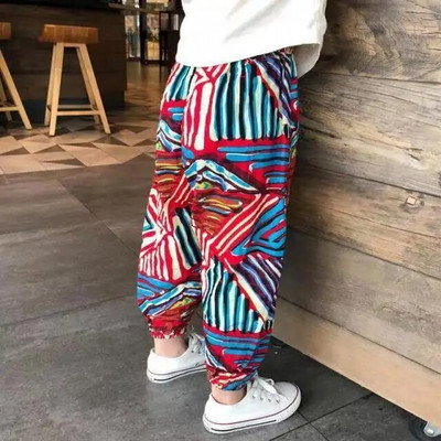 2023 Detské letné detské hodvábne nohavice proti komárom, chlapčenské nohavičky proti komárom, ležérne nohavice, voľné body, detské nohavice Harun