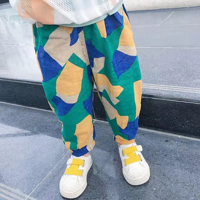 2023 Detské letné detské hodvábne nohavice proti komárom, chlapčenské nohavičky proti komárom, ležérne nohavice, voľné body, detské nohavice Harun