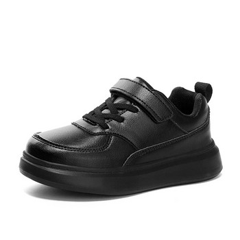 Детски обувки Момче Маратонки Черни бели PU кожени Детски маратонки 6 до 12 години Училищни ежедневни спортни тенис обувки за момче