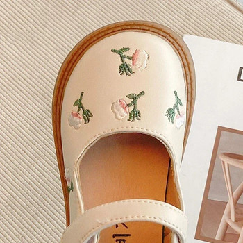 2024 есен Детски цветя Танцови обувки в национален стил Момичета Принцеси PU кожени обувки Детски обувки за малки момичета Мери Джейн Обувки с равни обувки