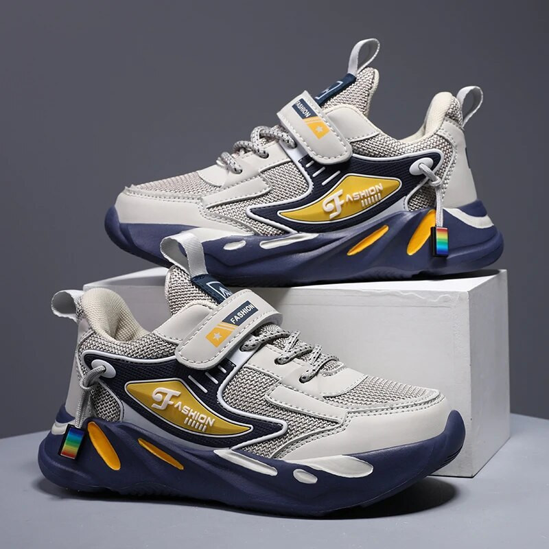 Detské tenisky, športové topánky pre chlapcov, módne kožené detské priedušné sieťované pohodlné topánky, ležérne turistické topánky, bežecké topánky