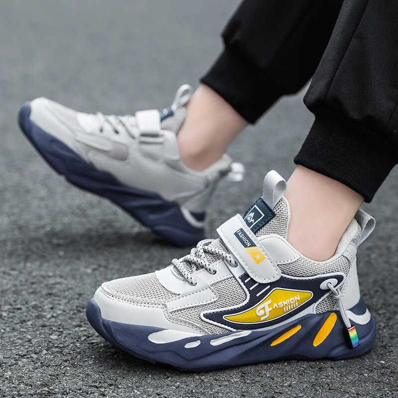 Detské tenisky, športové topánky pre chlapcov, módne kožené detské priedušné sieťované pohodlné topánky, ležérne turistické topánky, bežecké topánky