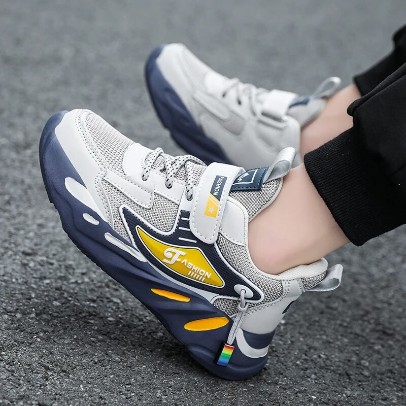 Detské tenisky, športové topánky pre chlapcov, módne kožené detské priedušné sieťované pohodlné topánky, ležérne turistické topánky, bežecké topánky