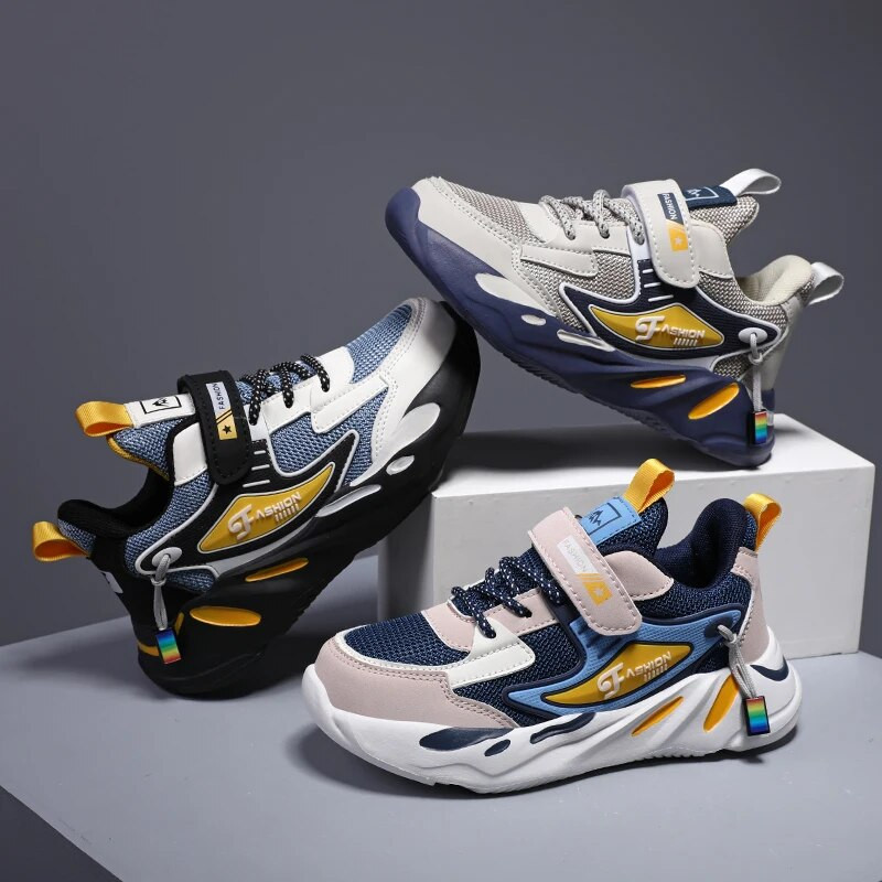 Detské tenisky, športové topánky pre chlapcov, módne kožené detské priedušné sieťované pohodlné topánky, ležérne turistické topánky, bežecké topánky