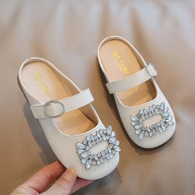 Značkové francúzske detské kožené topánky pre dievčatá, princeznovské topánky pre dievčatá, polovičné papuče, módne topánky Mary Jane s mäkkou podrážkou, detské topánky pre dievčatá