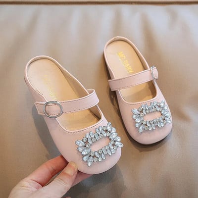 Značkové francúzske detské kožené topánky pre dievčatá, princeznovské topánky pre dievčatá, polovičné papuče, módne topánky Mary Jane s mäkkou podrážkou, detské topánky pre dievčatá