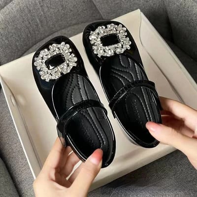 Značkové francúzske detské kožené topánky pre dievčatá, princeznovské topánky pre dievčatá, polovičné papuče, módne topánky Mary Jane s mäkkou podrážkou, detské topánky pre dievčatá