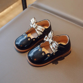 Μικρά κοριτσίστικα δερμάτινα παπούτσια για γαμήλιο πάρτι Floral παιδικά σχολικά παπούτσια Princess Retro Vintage Κέντημα Λουλούδια με παπιγιόν