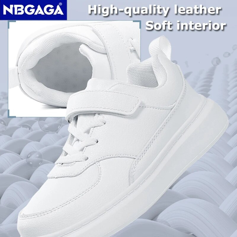 Uued moodsad mustad lastejalatsid Pu nahast laste vabaaja tossud kooli jooksujalatsid poistele tüdrukutele valge tennis