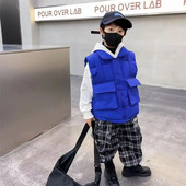 Jesenné a zimné nové detské bavlnené bundy na koňa, detské oblečenie, zahustený teplý top, chlapčenské voľné tielko s výstrihom