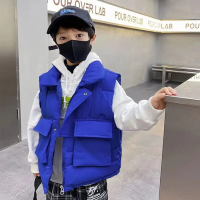 Jesenné a zimné nové detské bavlnené bundy na koňa, detské oblečenie, zahustený teplý top, chlapčenské voľné tielko s výstrihom