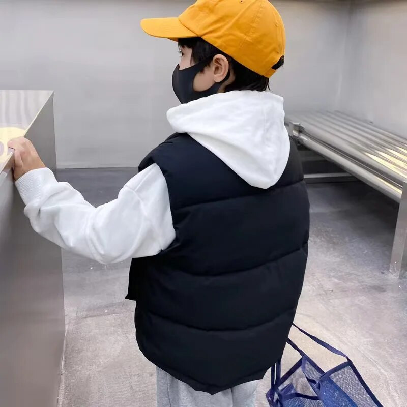 Jesenné a zimné nové detské bavlnené bundy na koňa, detské oblečenie, zahustený teplý top, chlapčenské voľné tielko s výstrihom