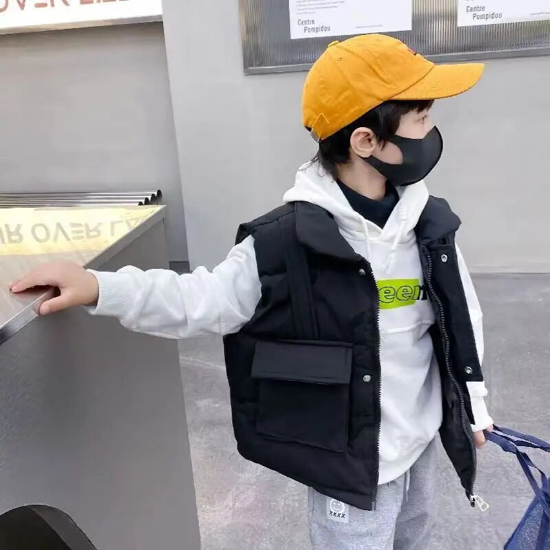 Jesenné a zimné nové detské bavlnené bundy na koňa, detské oblečenie, zahustený teplý top, chlapčenské voľné tielko s výstrihom