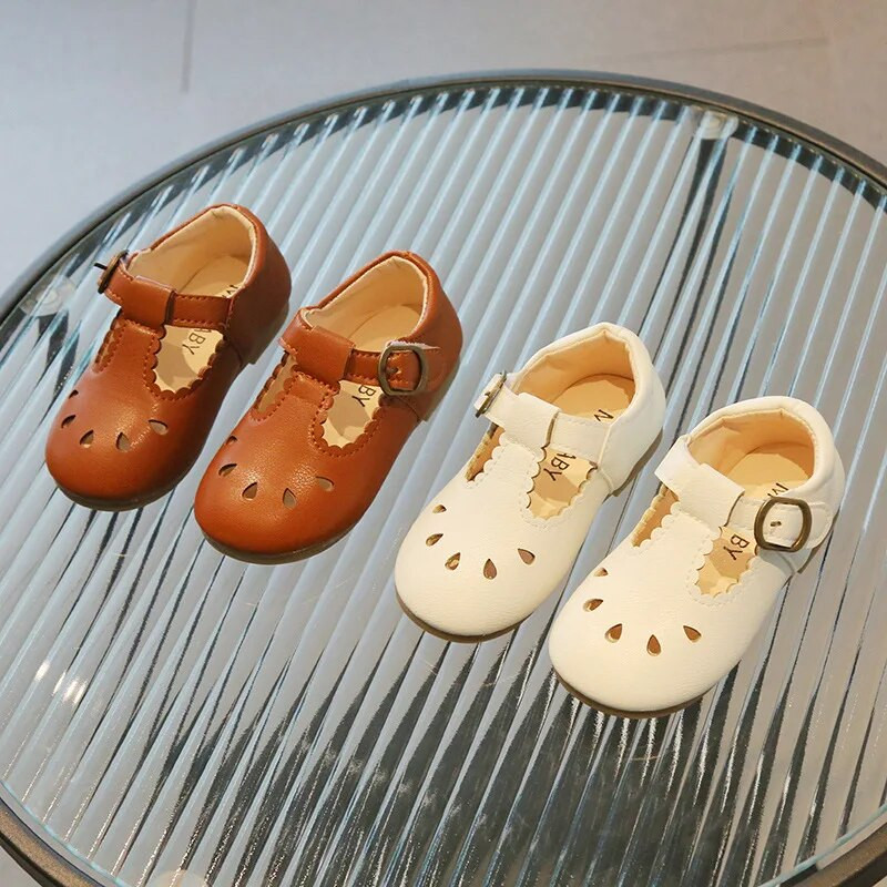 Pantofi din piele pentru copii, pentru băieți, fete, pantofi pentru copii, cu fundul moale, sandale din piele PU scobite, pantofi pentru copii mici, pentru exterior