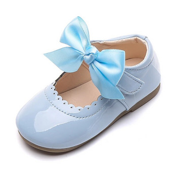 Нови 2024 г. Обувки за бебета и момичета Сладки лачени обувки за принцеса с лък Пролет Есен Едноцветни детски обувки за момичета Детски проходилки