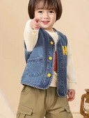 Detská vesta Jarná a jesenná chlapčenská a dievčenská módna kovbojská vesta bez rukávov Detská vesta Baby Vesta
