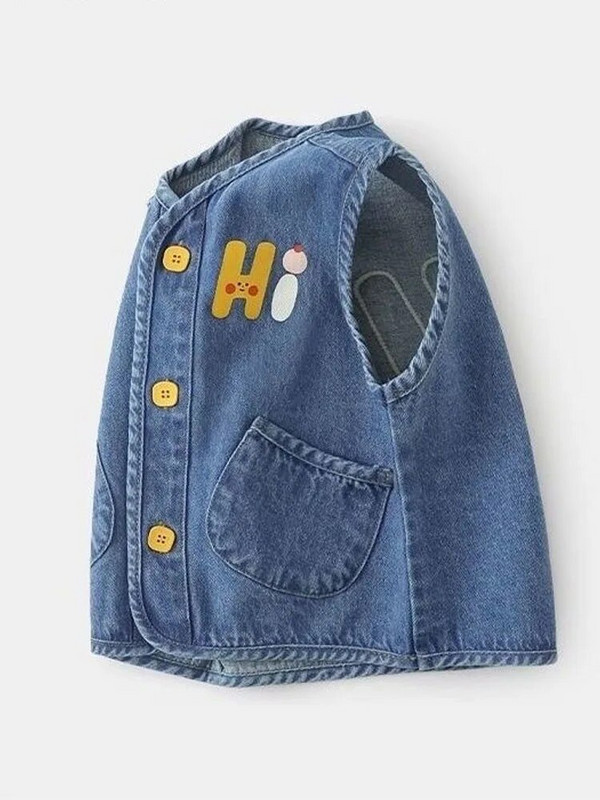 Detská vesta Jarná a jesenná chlapčenská a dievčenská módna kovbojská vesta bez rukávov Detská vesta Baby Vesta