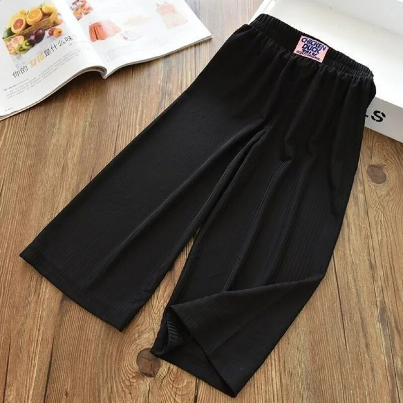 2022. aasta laste jääsiidist laia säärega püksid kevad- ja suvised tüdrukud ja poisid, väljatõmmatavad hingavad eesriided lahtised vabaaja püksid