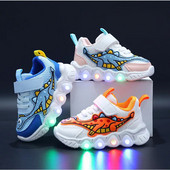 Antrenor pentru copii cu LED-uri din desene animate băiat pantofi casual pentru băiat pantof pentru copii pentru fată pantof cu plasă respirabil pantof iluminat pentru bebeluși pantof de tenis