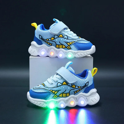 Antrenor pentru copii cu LED-uri din desene animate băiat pantofi casual pentru băiat pantof pentru copii pentru fată pantof cu plasă respirabil pantof iluminat pentru bebeluși pantof de tenis