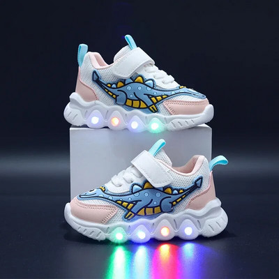 Antrenor pentru copii cu LED-uri din desene animate băiat pantofi casual pentru băiat pantof pentru copii pentru fată pantof cu plasă respirabil pantof iluminat pentru bebeluși pantof de tenis