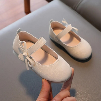 Baywell Детски обувки от PU кожа за момичета Обикновена принцеса Сладка единична обувка Меки удобни бебешки детски сватбени плоски обувки