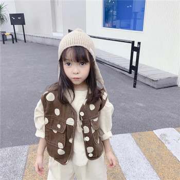 Νέα φθινοπωρινά νήπια Παιδικά καθημερινά γιλέκα Κορεατικού στυλ πουά Unisex παιδικά γιλέκα Αμάνικα παλτό