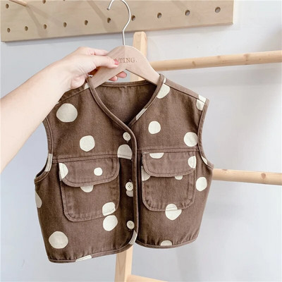 Uued sügisesed väikelapsed, lapsed, vabaaja vestid, korea stiilis täpid, unisex, laste vestid, varrukateta mantlid