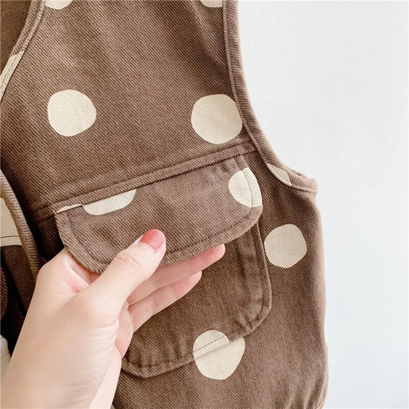 Uued sügisesed väikelapsed, lapsed, vabaaja vestid, korea stiilis täpid, unisex, laste vestid, varrukateta mantlid