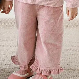 Mergaičių kelnės 2023 m. pavasario ruduo Mielos lotoso lapų ilgos kelnės Kūdikiams Retro tiesios kelnės Velvelinės kelnės laisvos kelnės iki kulkšnių