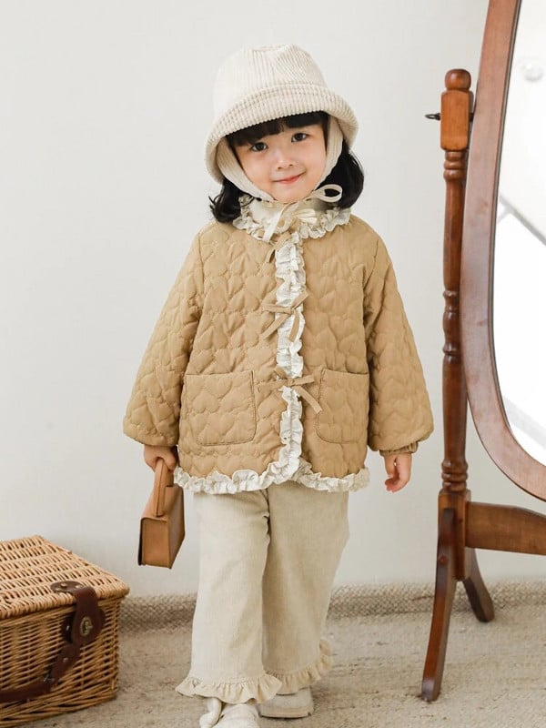 Mergaičių kelnės 2023 m. pavasario ruduo Mielos lotoso lapų ilgos kelnės Kūdikiams Retro tiesios kelnės Velvelinės kelnės laisvos kelnės iki kulkšnių