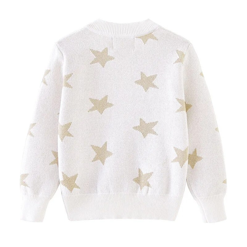 Kevad sügis Poisid Tüdrukud Kudumine Kardigan Star Jacquard Puuvillane kampsun Mantel Lasteriided Lastele Kootud Paksenev Kampsun