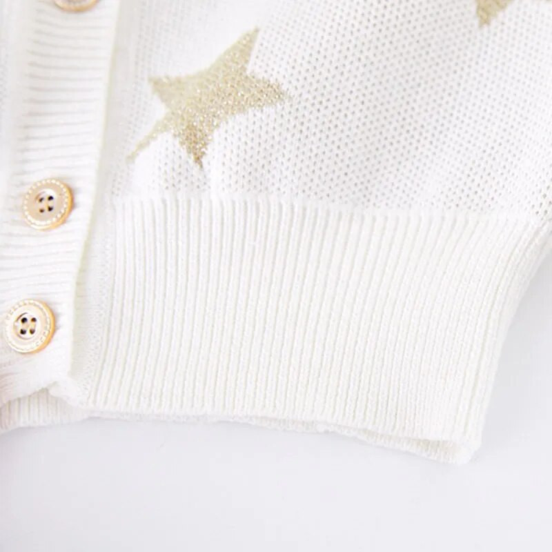 Kevad sügis Poisid Tüdrukud Kudumine Kardigan Star Jacquard Puuvillane kampsun Mantel Lasteriided Lastele Kootud Paksenev Kampsun